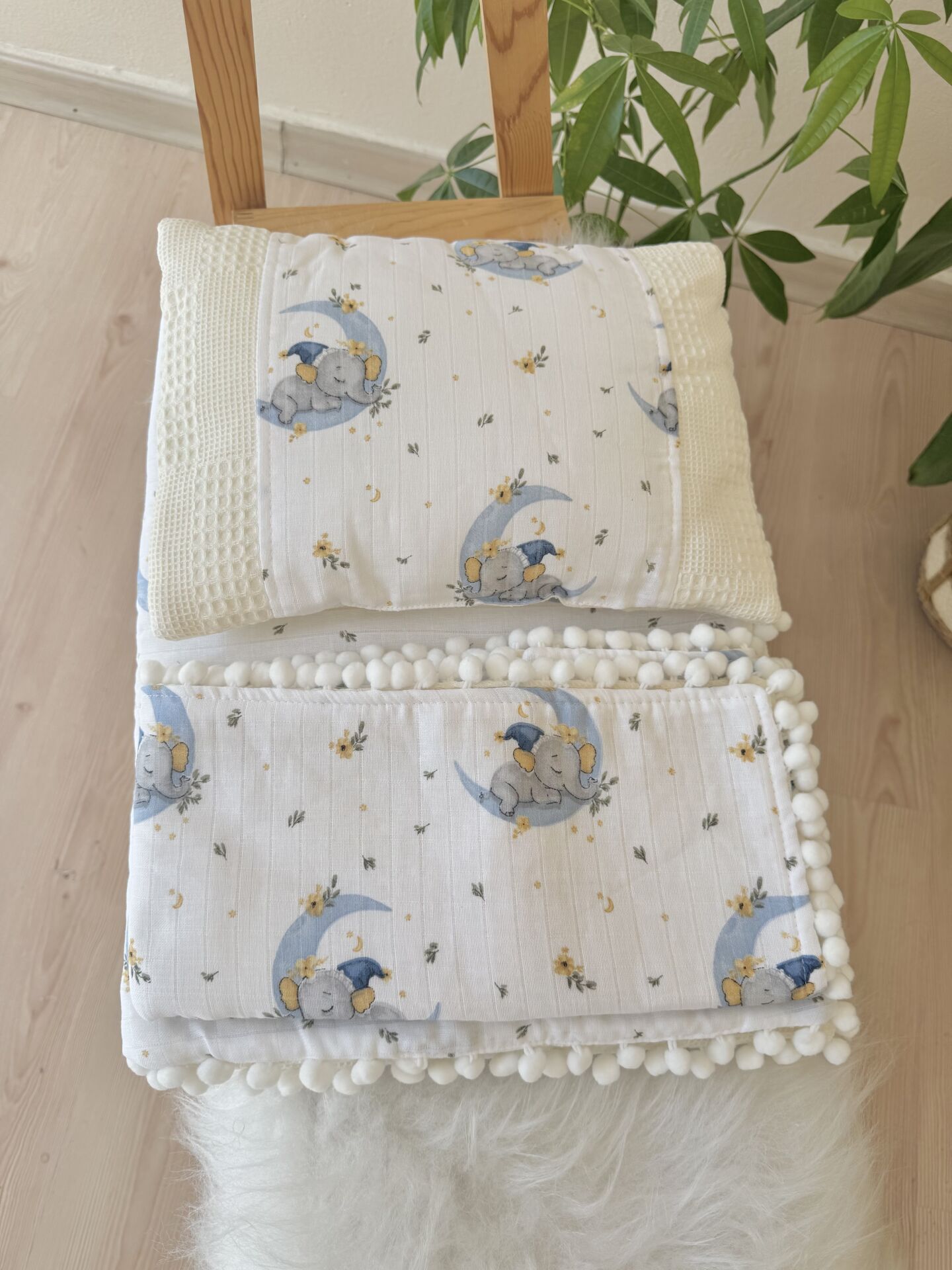 Uyuyan fil pike battaniyeli 3 parça alt açma set