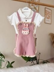 Pembe tavşan desenli body Slopet takım