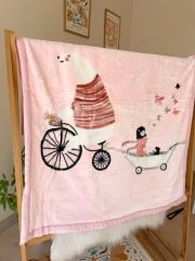 Pembe kadifemsi dokulu battaniye