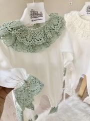 Tasarım yeşil güpürlü tulum ve bere