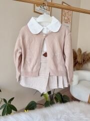 Pudra pembe şort etekli 3’lü takım