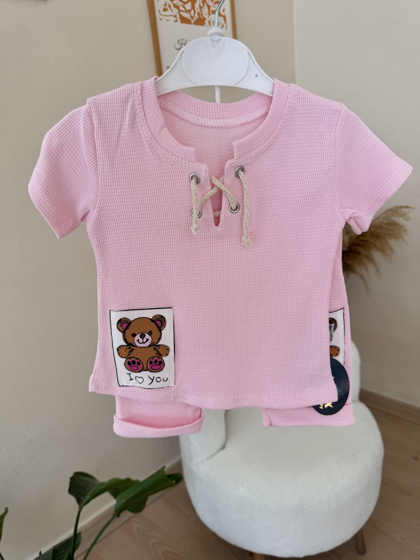 Pembe ayıcık şortlu takım