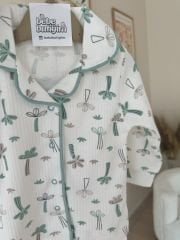 Lüx kalite yeşil palmiye pijama takımı