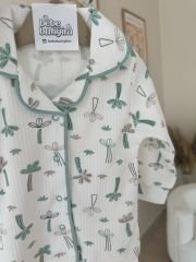 Lüx kalite yeşil palmiye pijama takımı
