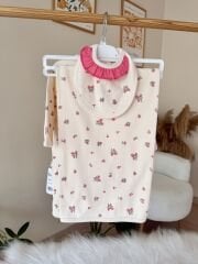 Pembe çiçekli tulumlu battaniyeli 5’li set