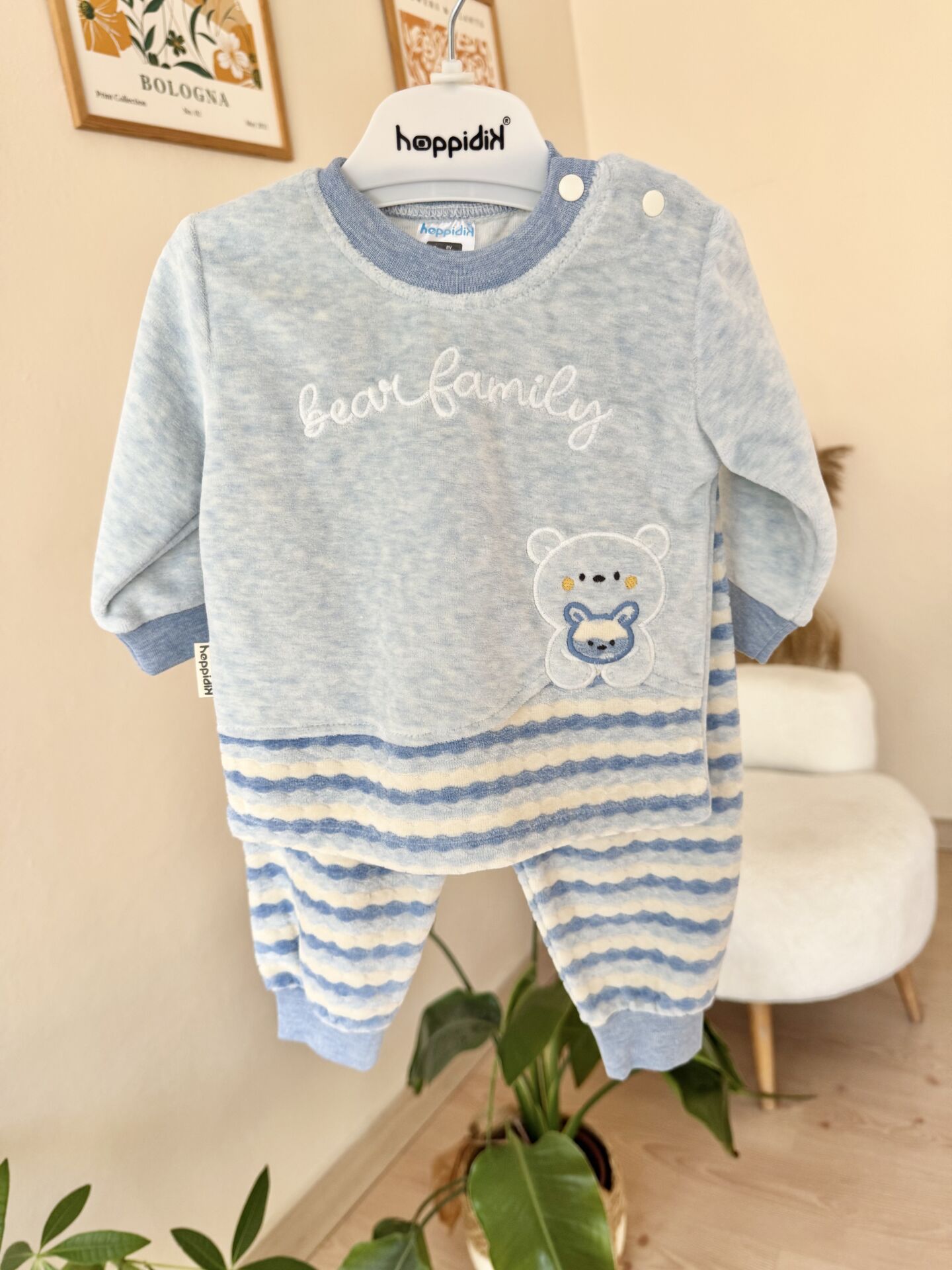 Mavi kadife 2’li takım