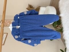 Premium mavi ayıcıklı 3’lü hırkalı takım