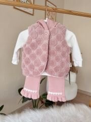 Premium pembe kalpli Welsoft yelekli 3’lü takım