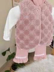 Premium pembe kalpli Welsoft yelekli 3’lü takım