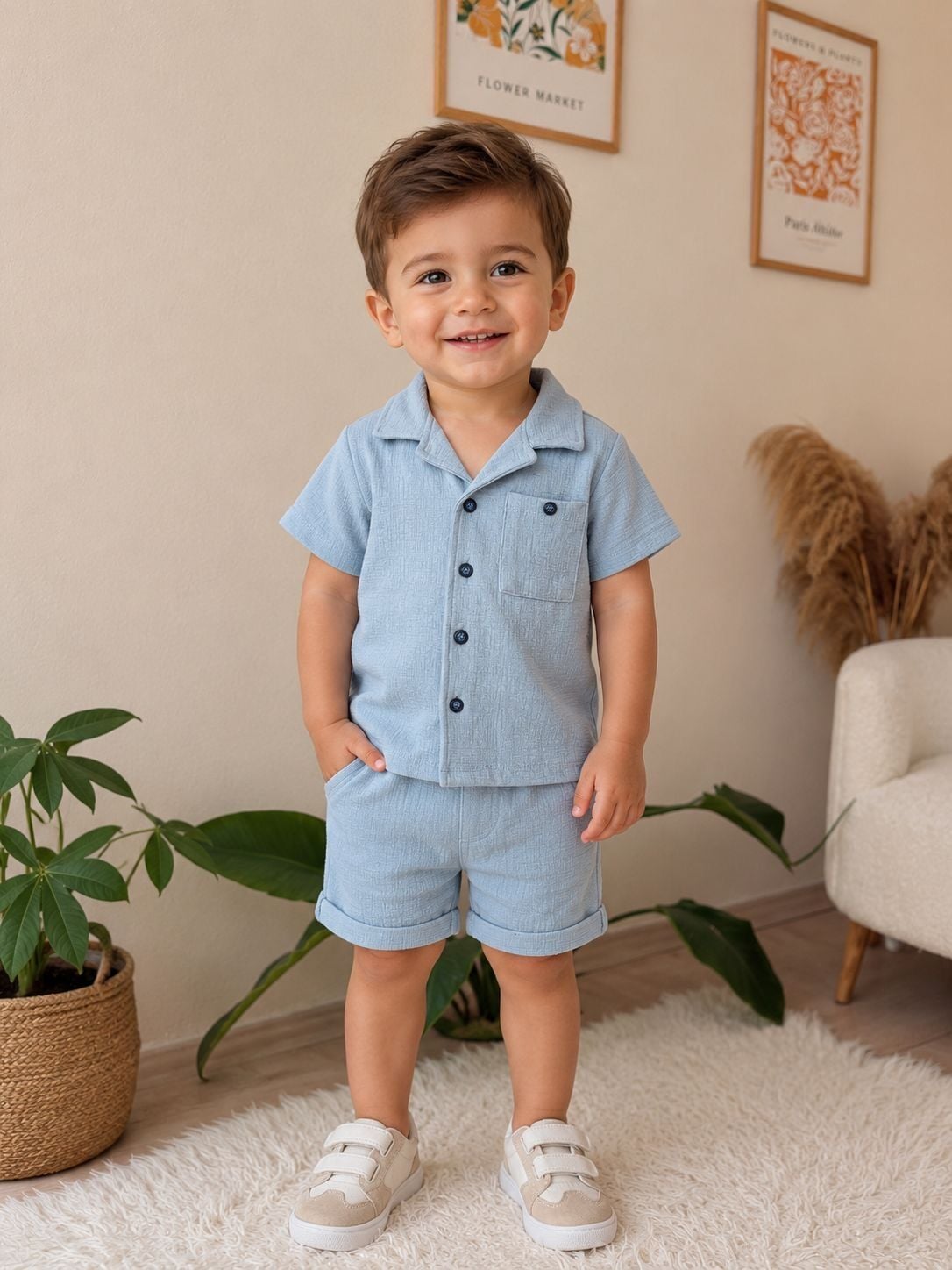 Mavi şortlu takım