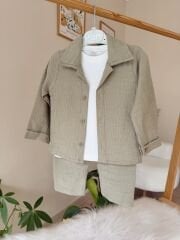 Haki gömlekli müslin 3’lü takım