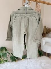 Haki gömlekli müslin 3’lü takım