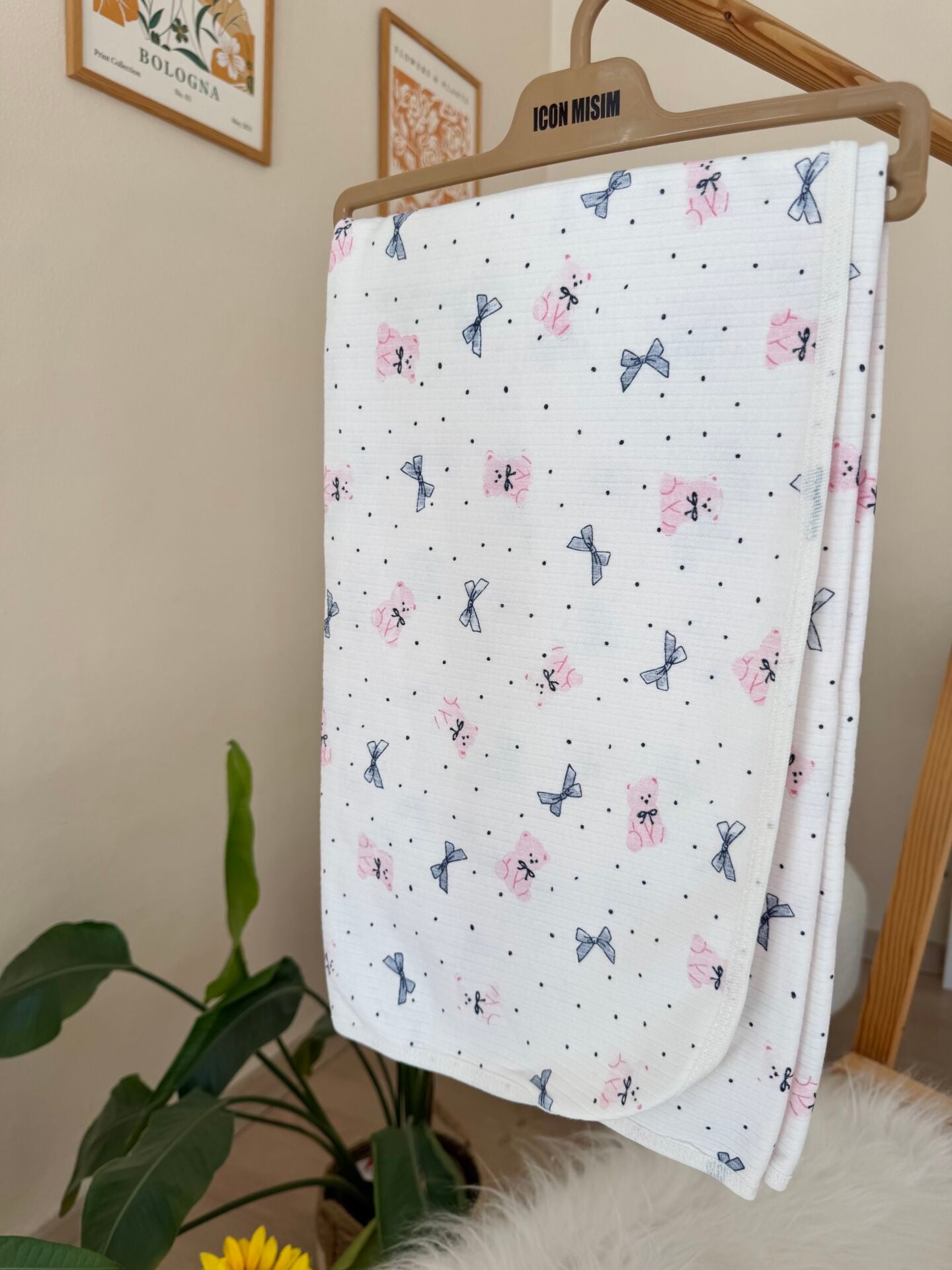 Pembe ayıcıklı çift katlı battaniye