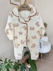 Lüx kalite ayıcıklı kahve pijama takımı