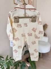 Lüx kalite ayıcıklı kahve pijama takımı