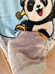 Mavi panda kadifemsi dokulu battaniye