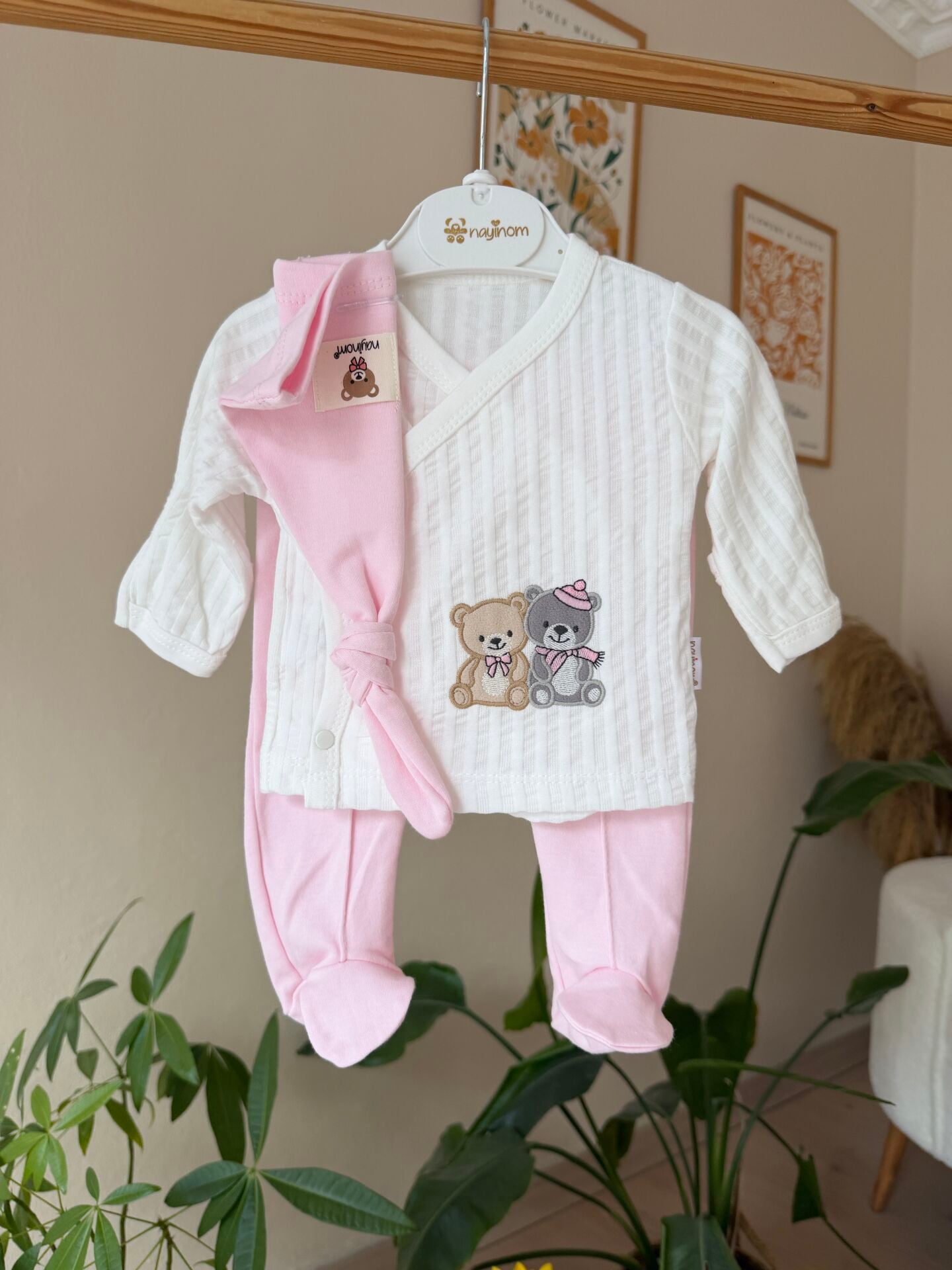 Pembe ayıcıklı 3’lü takım