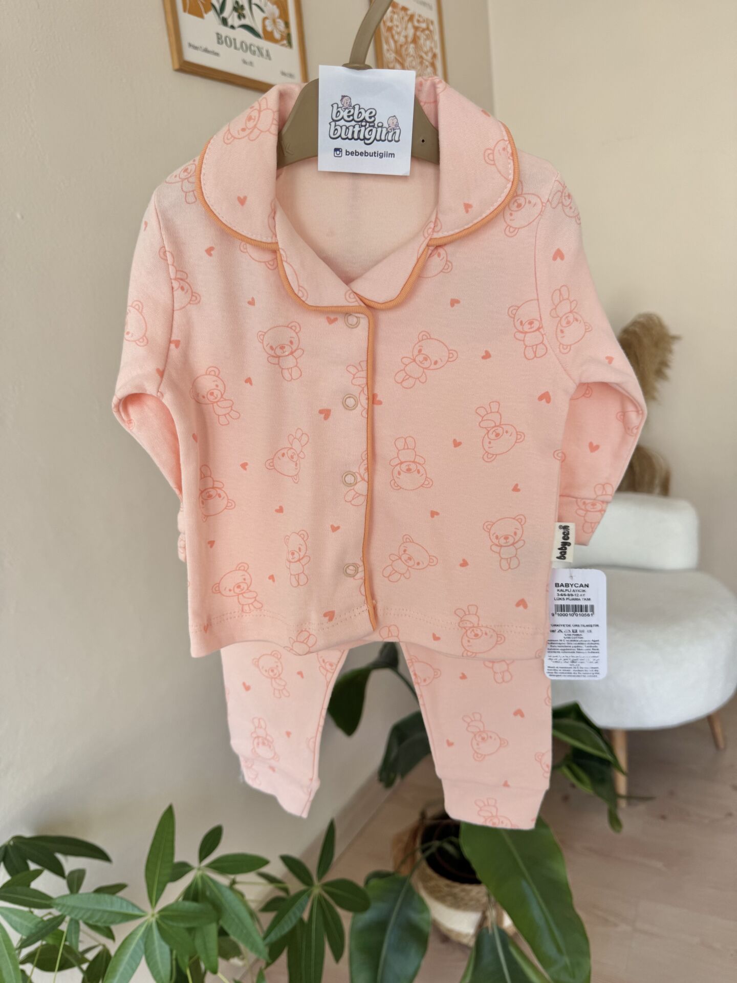 Lüx kalite somon sevimli desen pijama takımı
