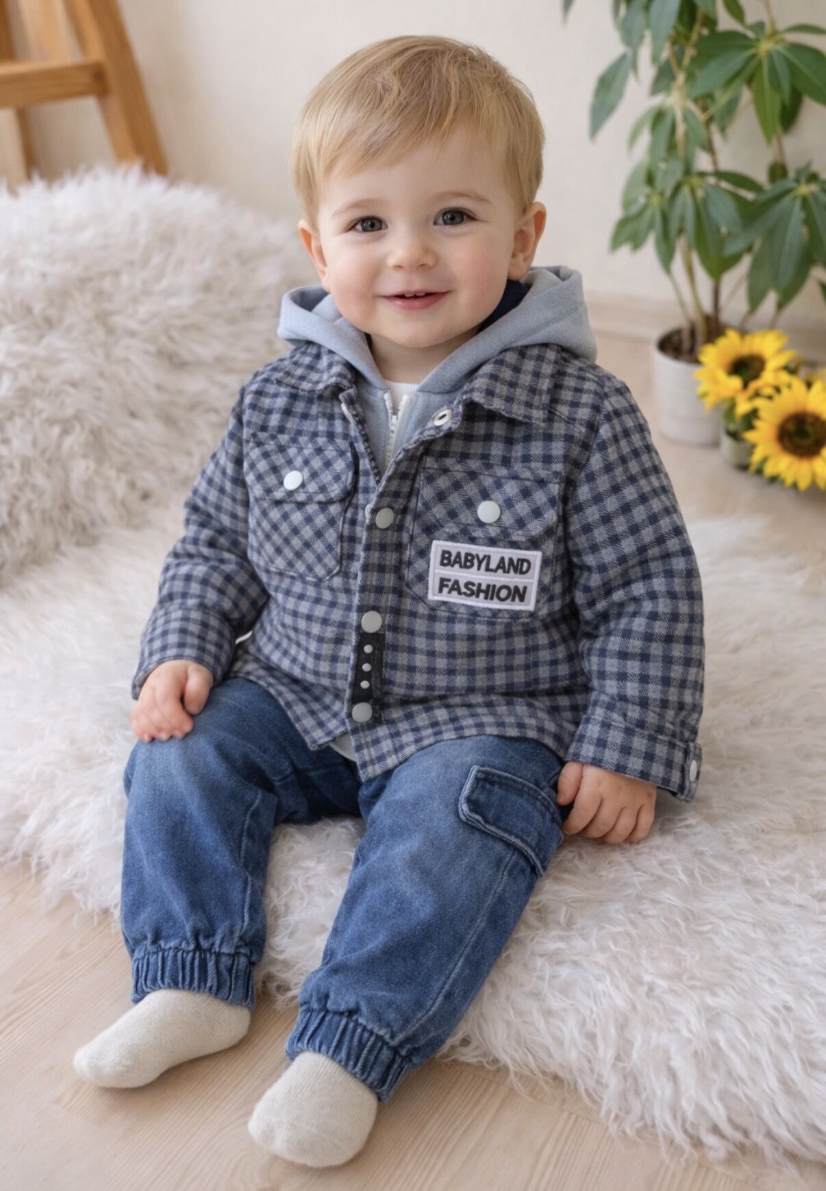 Premium ekose ceketli 3’lü takım