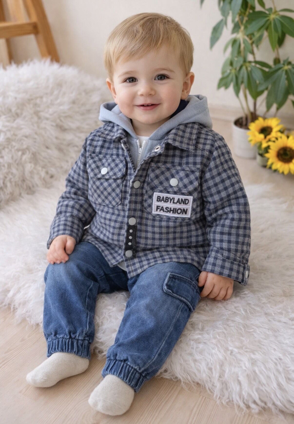 Premium ekose ceketli 3’lü takım