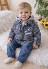 Premium ekose ceketli 3’lü takım