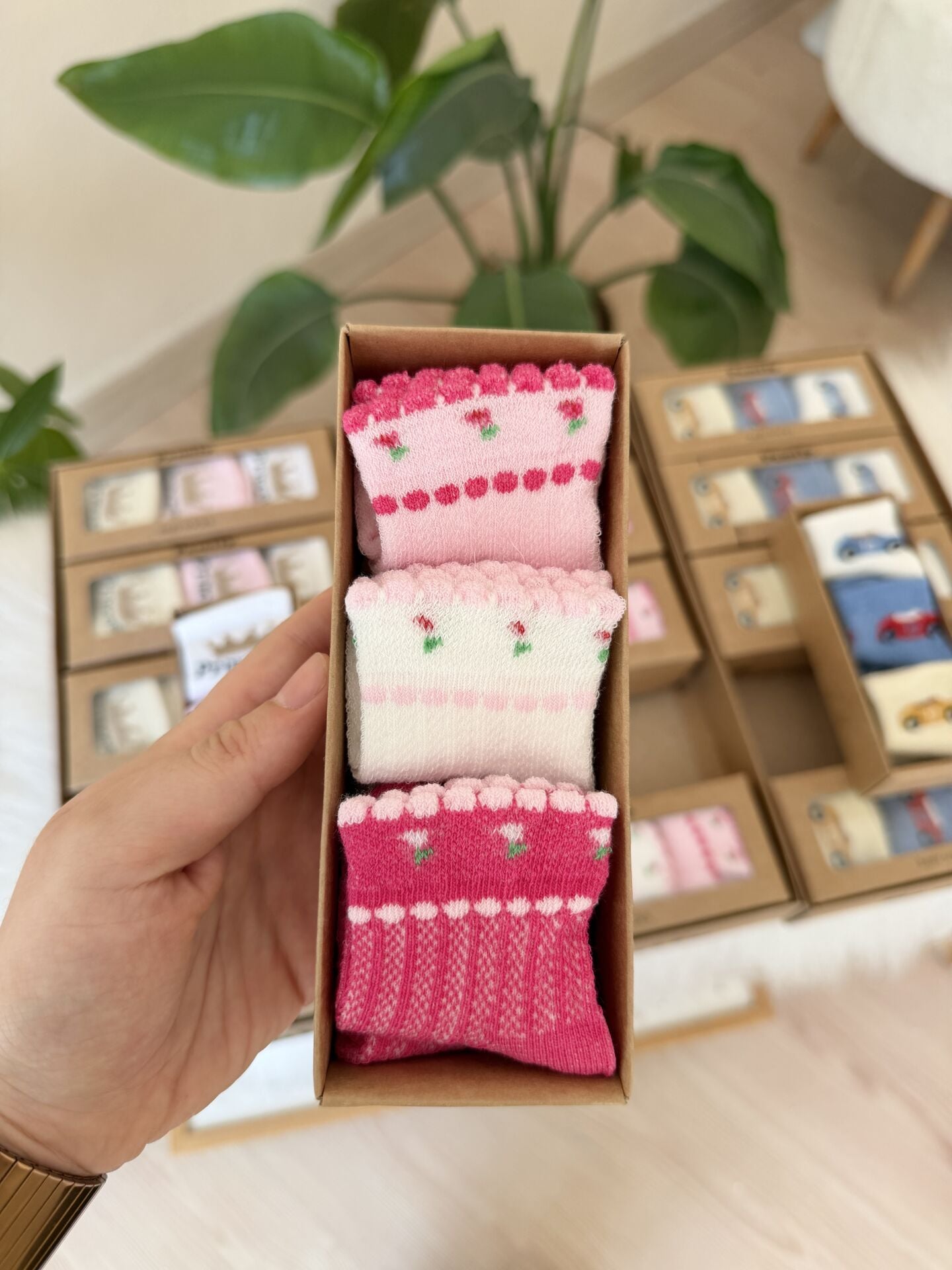 Pembe çiçek 6’lı çorap set