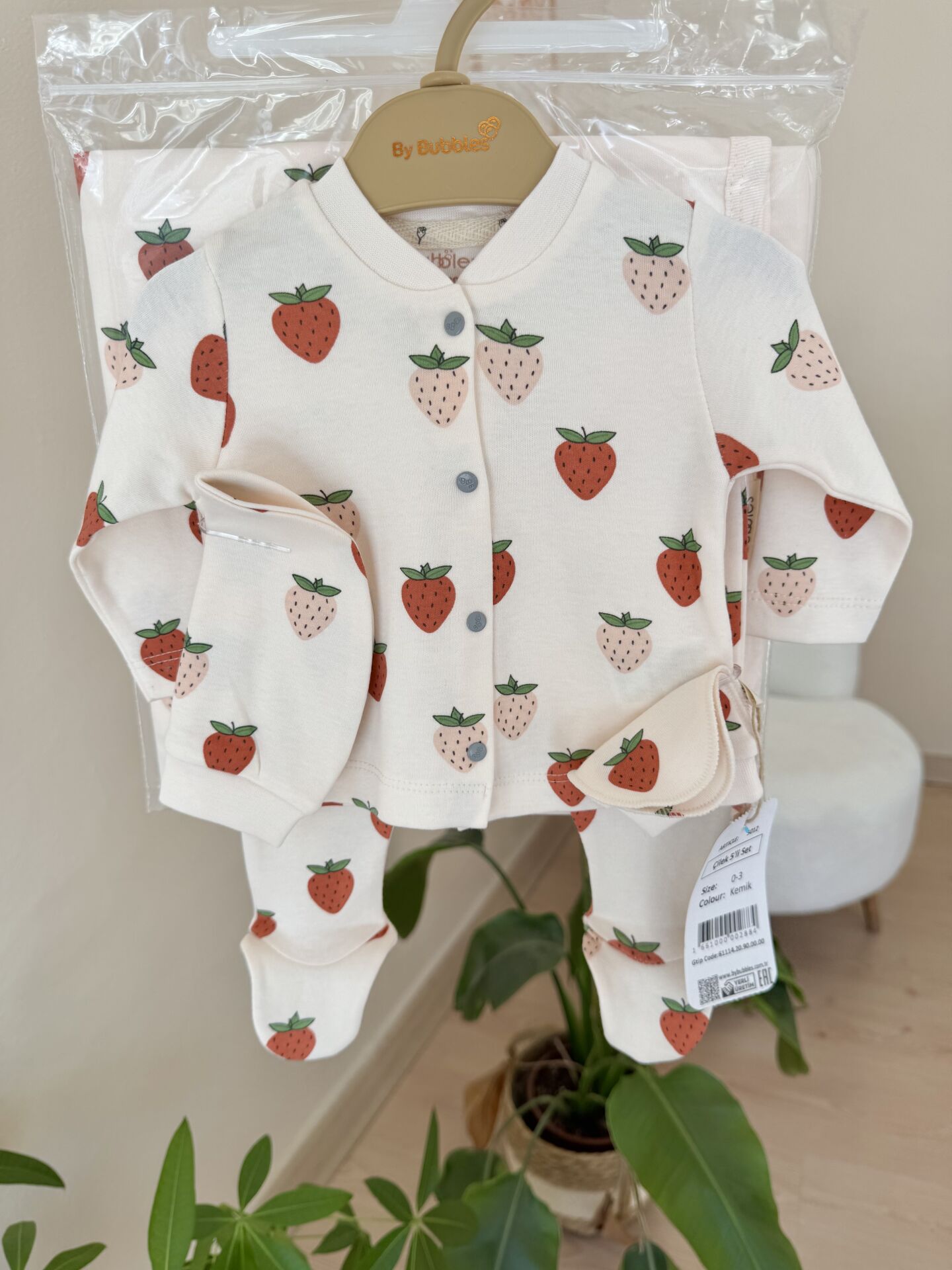 Organik çilekli battaniyeli 6’lı set