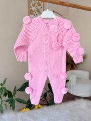 Pembe ponponlu triko bandanalı takım