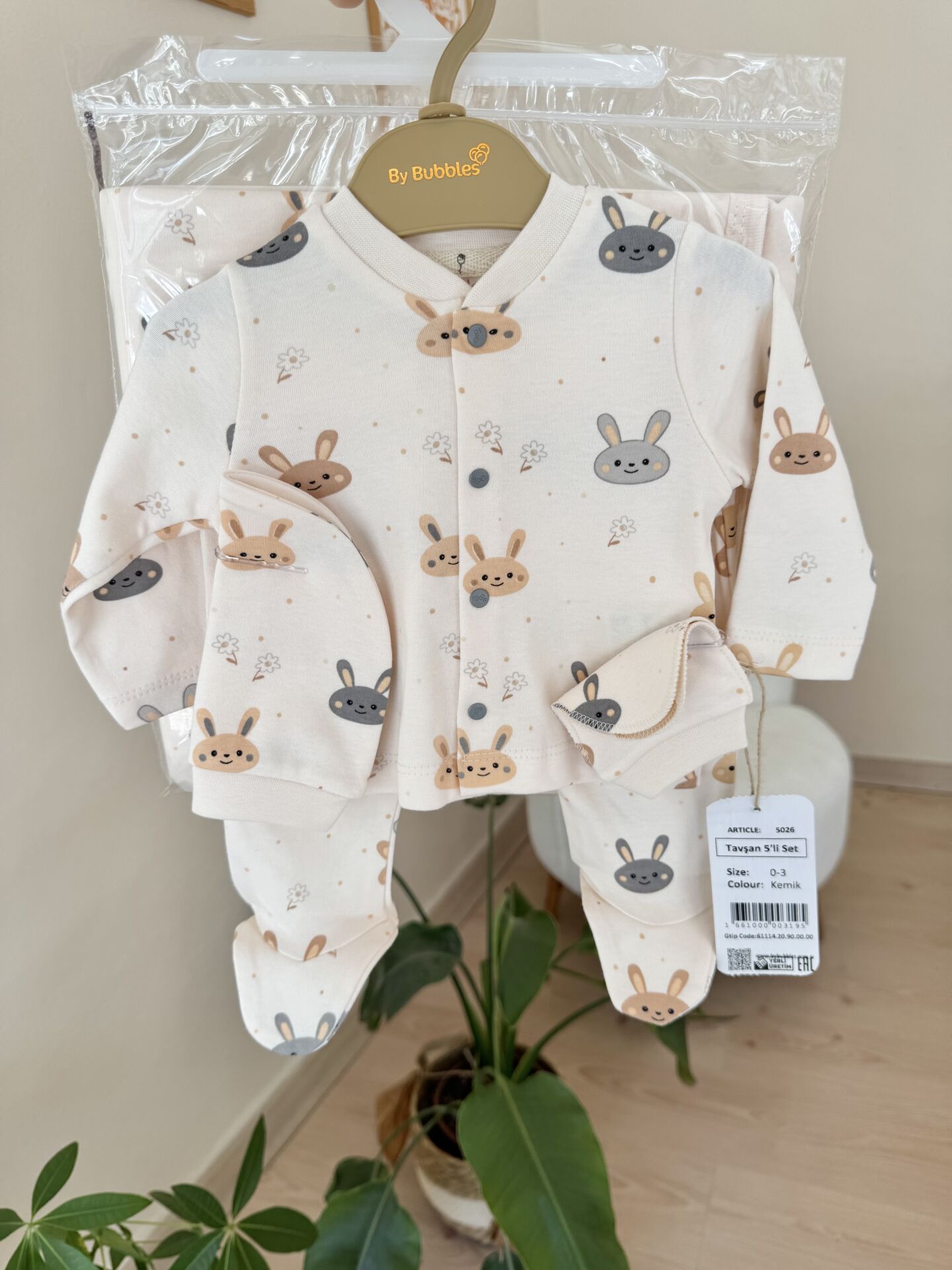 Organik tavşan battaniyeli 6 parça set