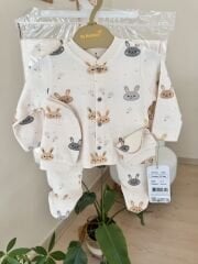 Organik tavşan battaniyeli 6 parça set