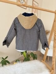 Premium kahve ekose ceketli 3’lü takım