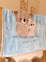 Mavi koala kadifemsi dokulu battaniye