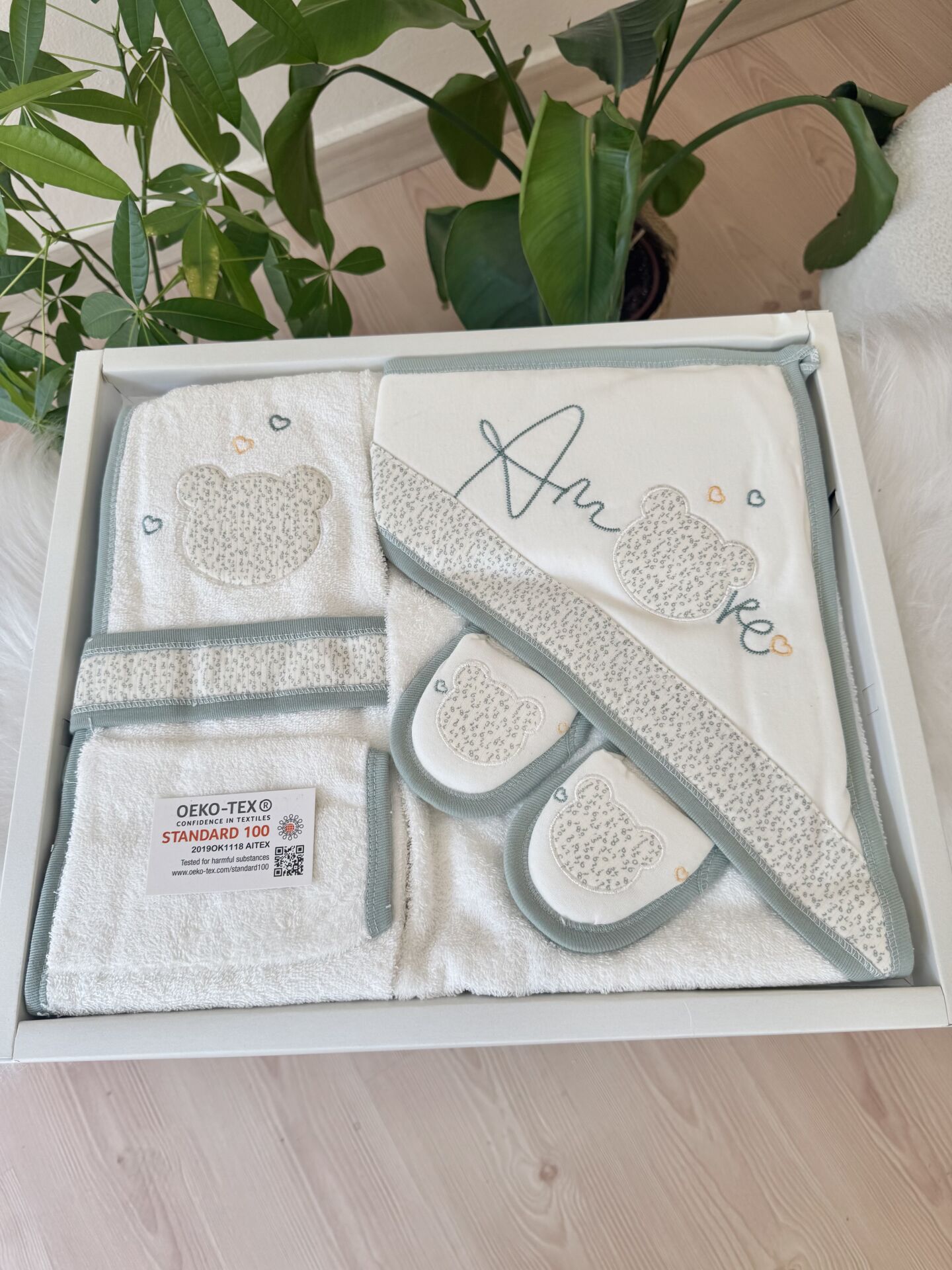 Yeşil ayıcık 4 parça banyo set