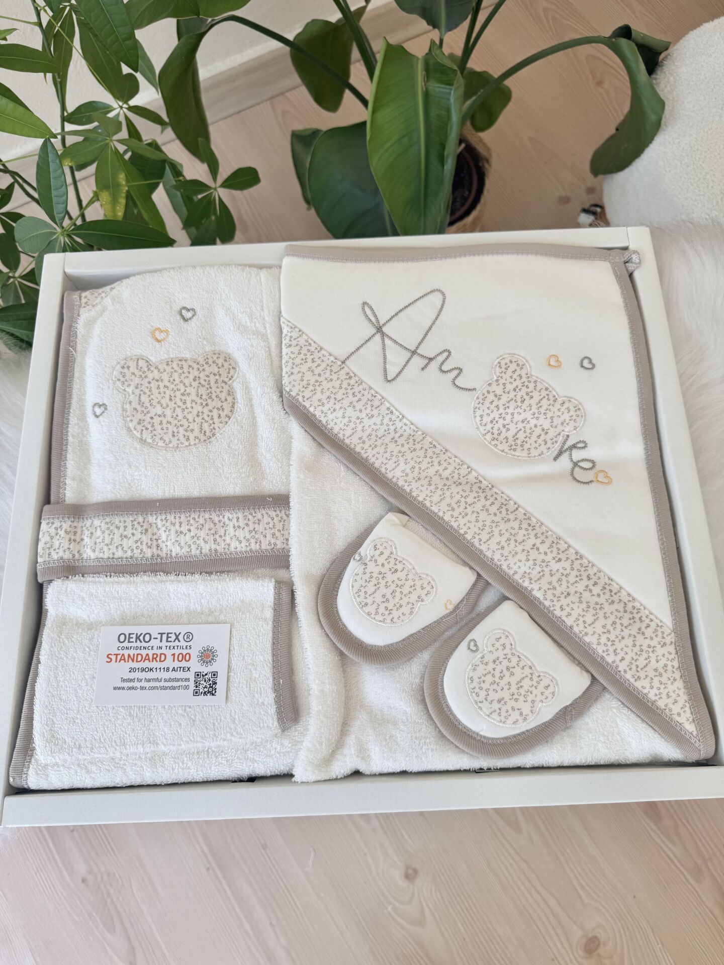 Kahve ayıcık 4 parça banyo set