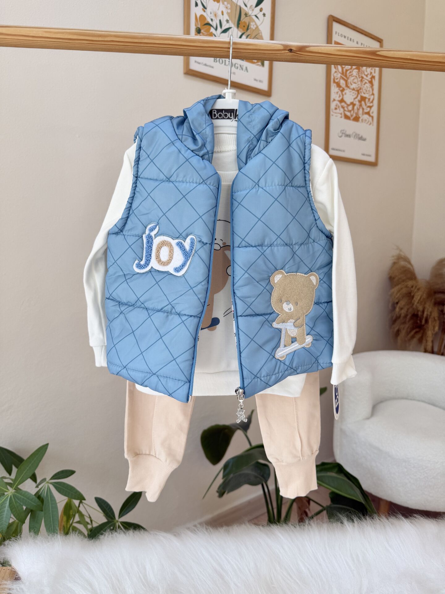 Mavi joy şişme yelekli 3’lü takım