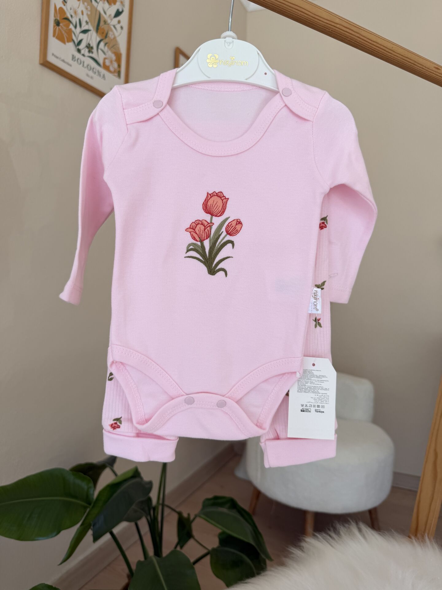 Pembe çiçekli badili 2’li takım